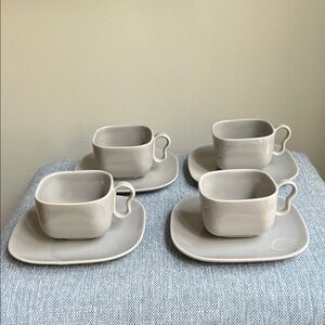 Franciscan Tiempo‎ Cups and Saucers Set of 4 Vintage MCM California Pottery USA